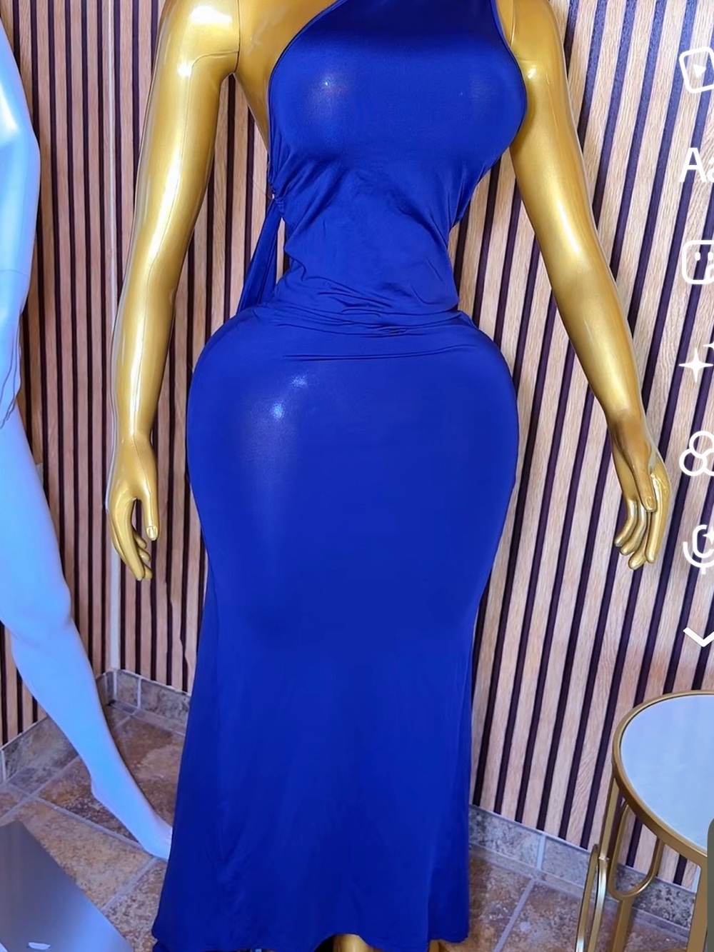 Royal Blue One-Shoulder Maxi Dress - Women